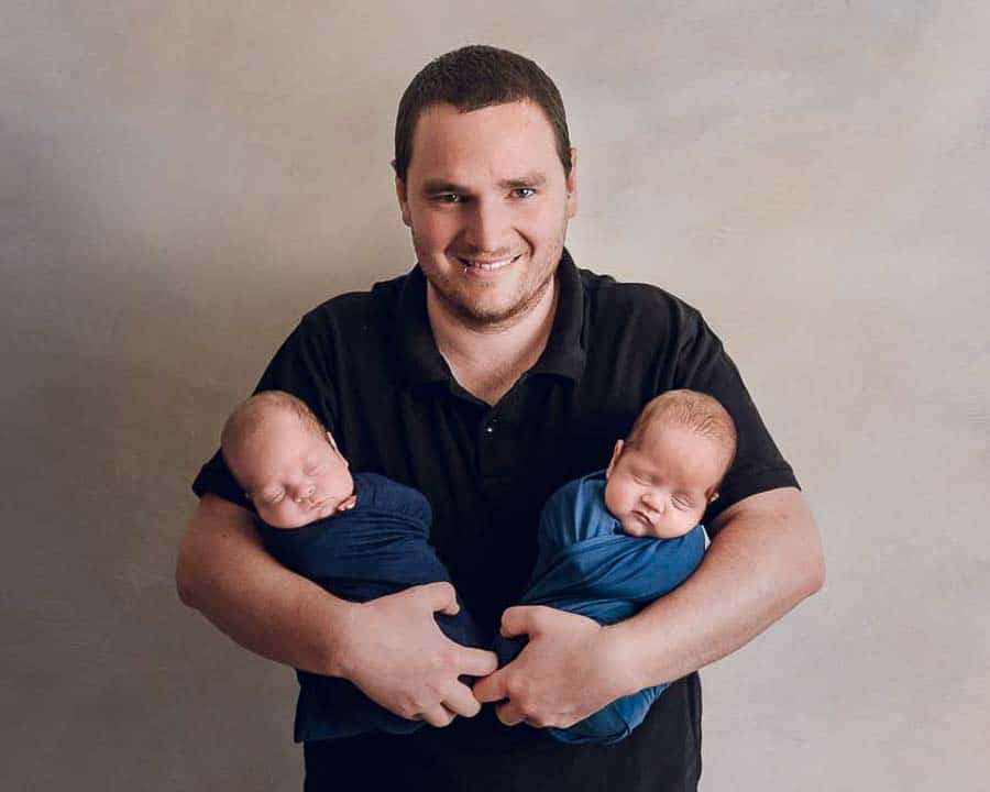 Twins Dad and baby Newborn Family Photos