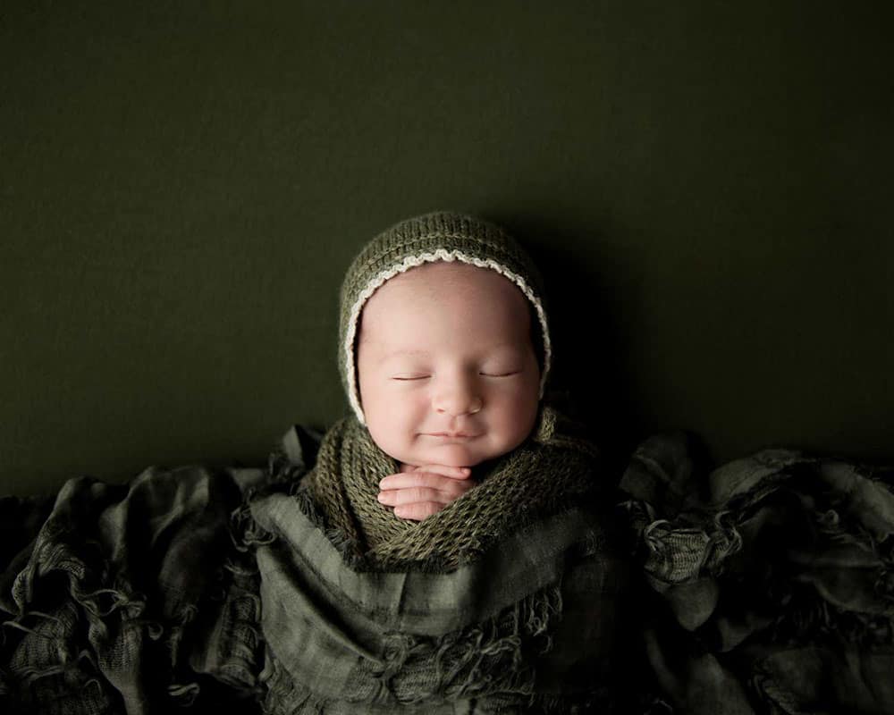 Baby on green- Newborn Photography Melbourne